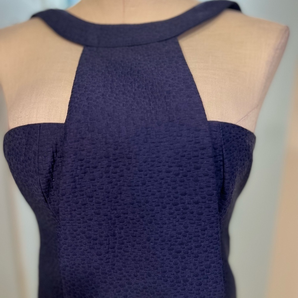 Bird by Juicy Couture Navy Textured Structured Unique Dress with Pockets. - Picture 7 of 10